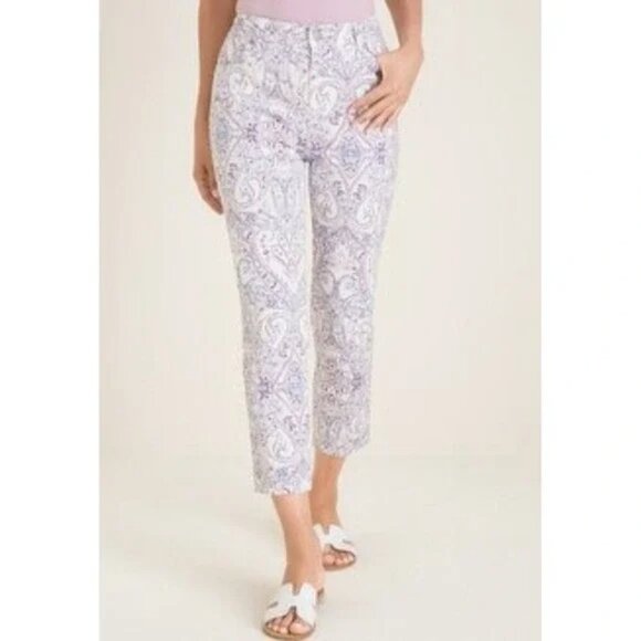 Chico's Sateen Crop Pants Size 1.5P (10P) Slim Floral - Picture 1 of 9